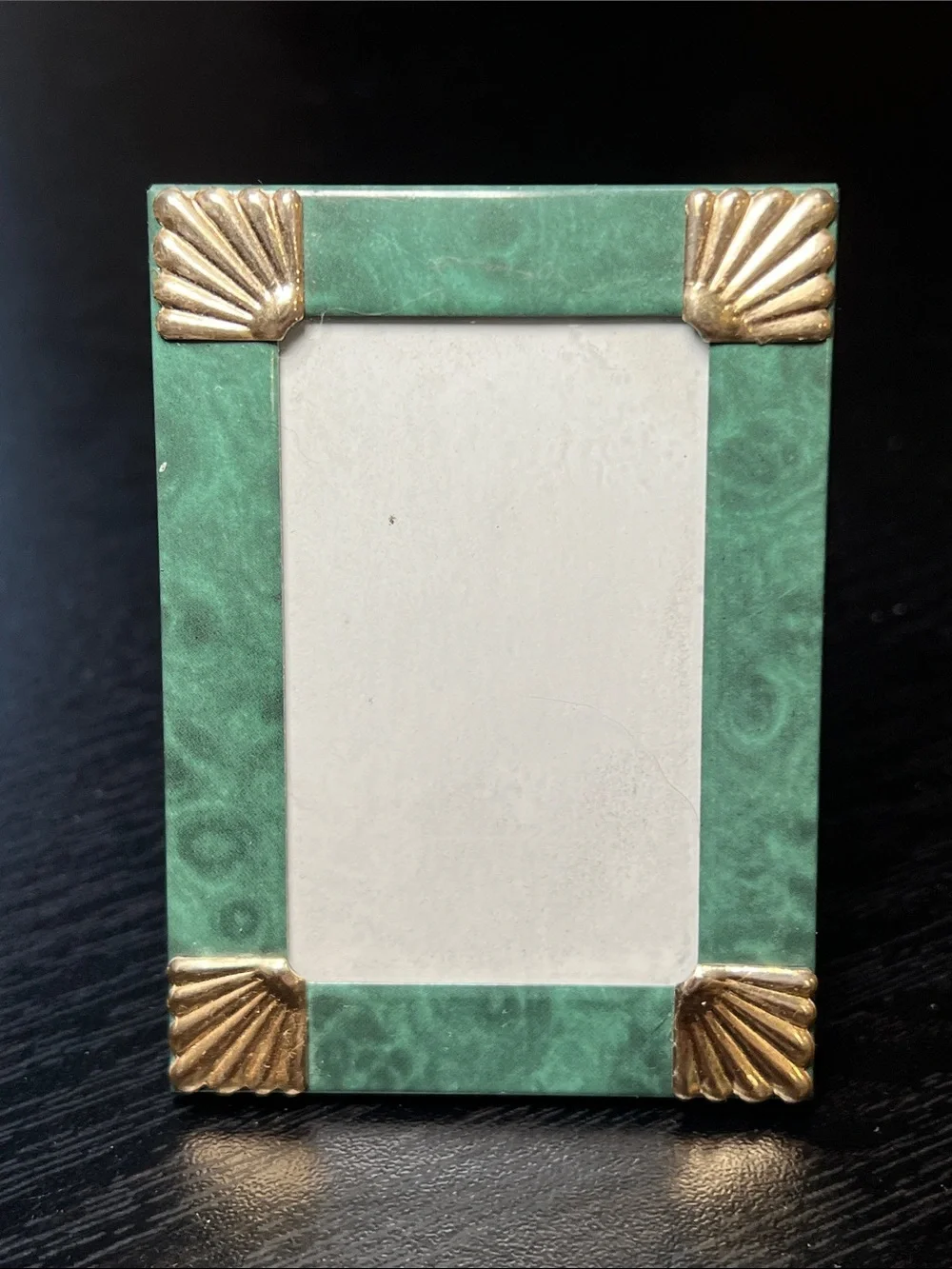 Vintage Faux Malachite Metal Miniature Picture Frame